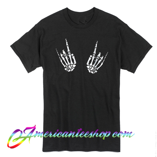 skeleton rock hand shirt