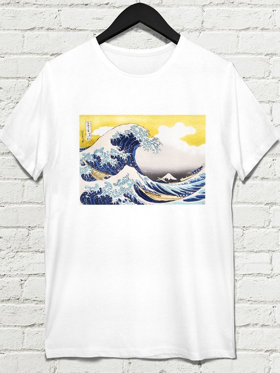 japanese wave pattern shirt