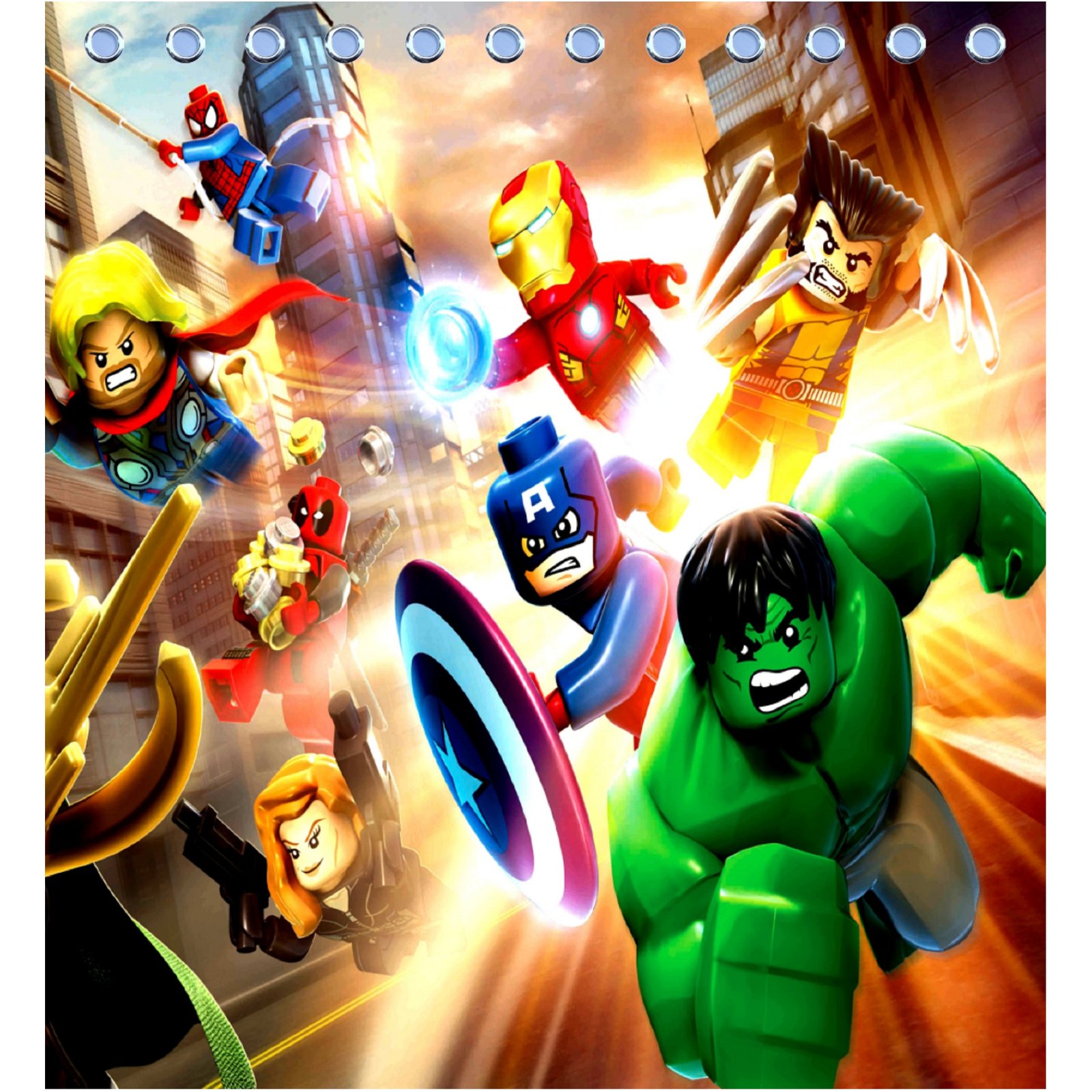 Lego Marvel Super Heroes Shower Curtain, Marvel Heroes Shower Curtain