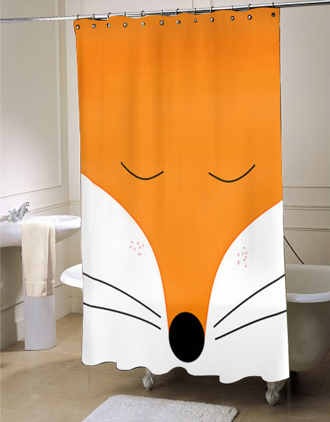 Fox Shower Curtains Animal Nature Tangerine Bath Unique Bathroom ...