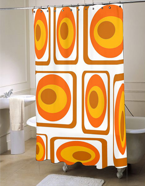 orange shower curtain