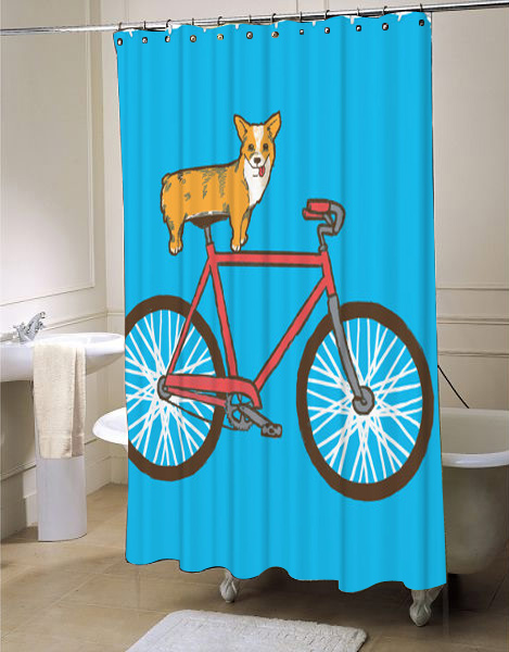 Shower Curtain Corgi Dog Bike Bicycle Cute Funny Shower Curtain Americanteeshop Com Shower Curtain Corgi Dog Bike Bicycle Cute Funny Shower Curtain