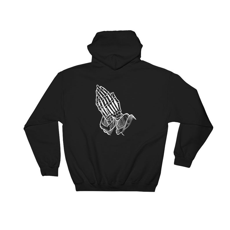 Skeleton Praying Hands Hoodie Back